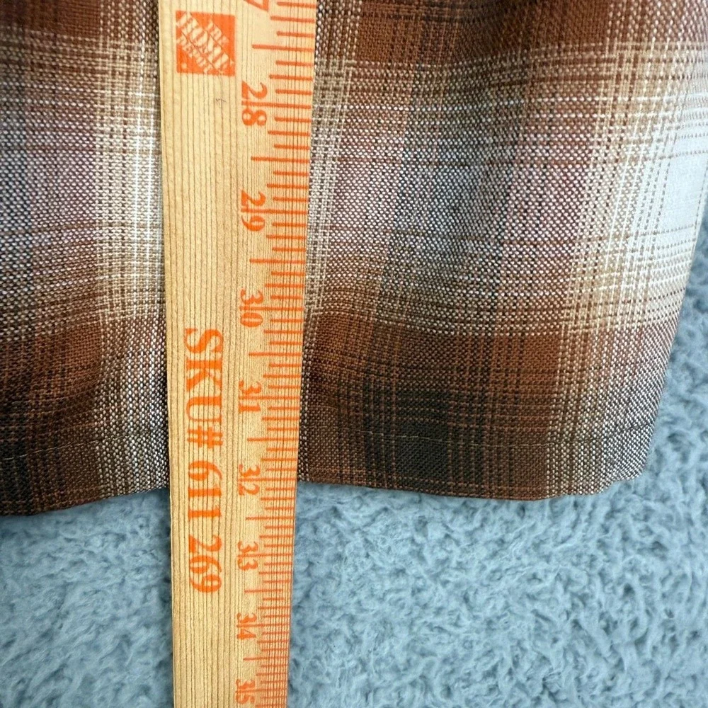 CalTop Plaid Flannel Shirt L Caramel Brown Acrylic Long Sleeve Streetwear 2000
